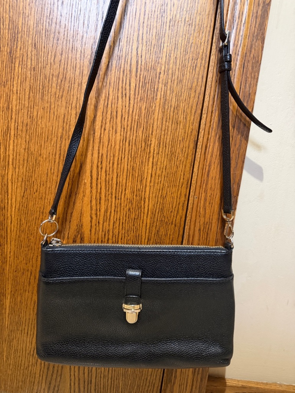 Michael Kors Black Leather Crossbody with Gold Hardware
